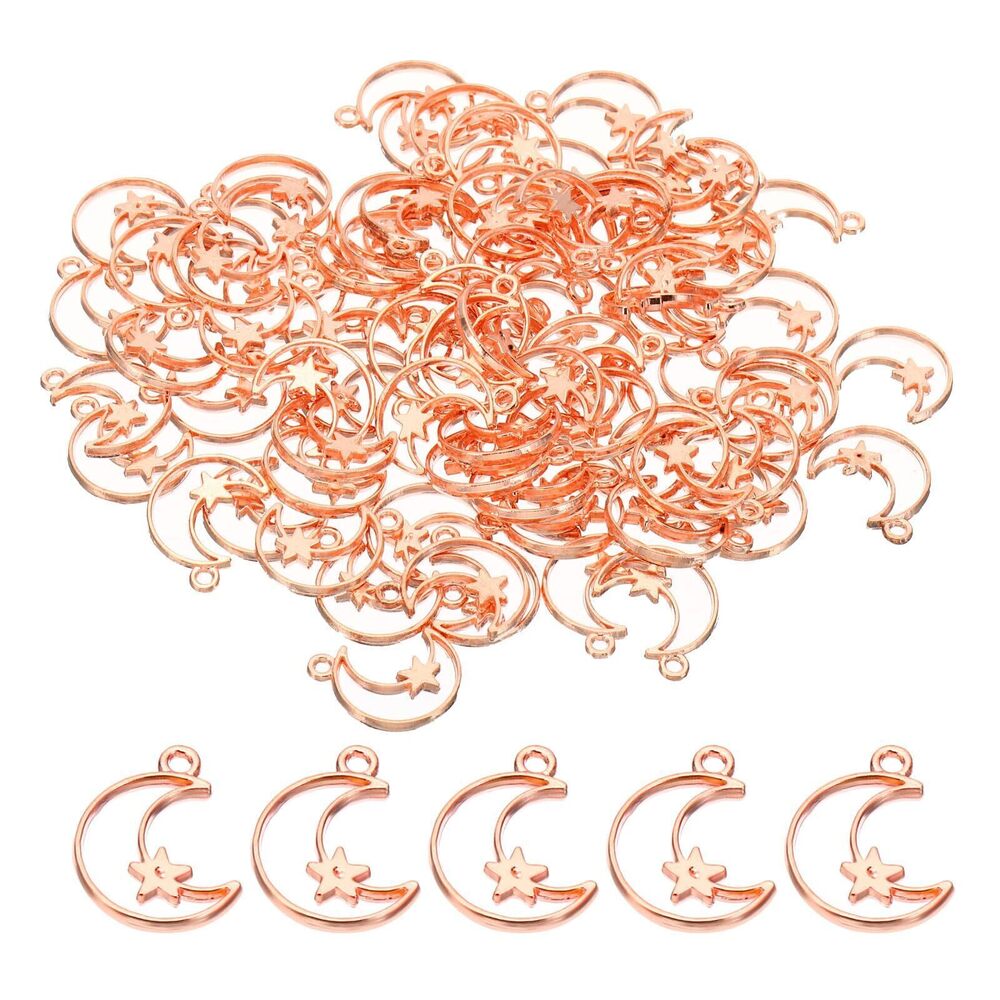 3486 0.75x0.55 Moon Star Pendants Charm, 80Pcs Metal Moon Star Charm
